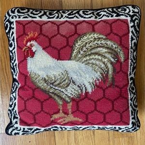 C&F Home Red Black & White Rooster Needlepoint Pillow Decor Throw Pillow14 x 14